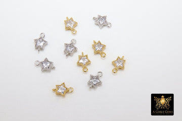 CZ Star Connectors, 3 Pcs Tiny Starburst Shape #529, Lariat Drop Center and Mini Star Charms